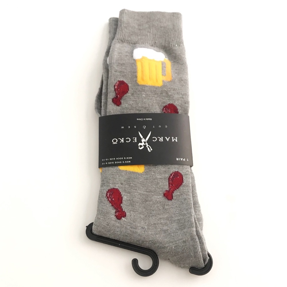 Novelty fun socks- Beer & chicken wings - gray